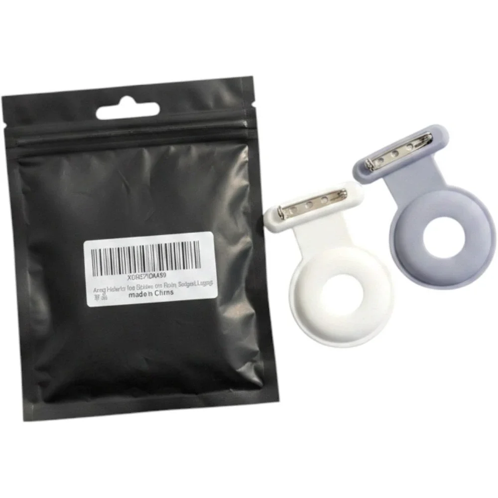 2 Pack Silicone Pin Case for AirTag Brooch Holder White Grey Protective Cover